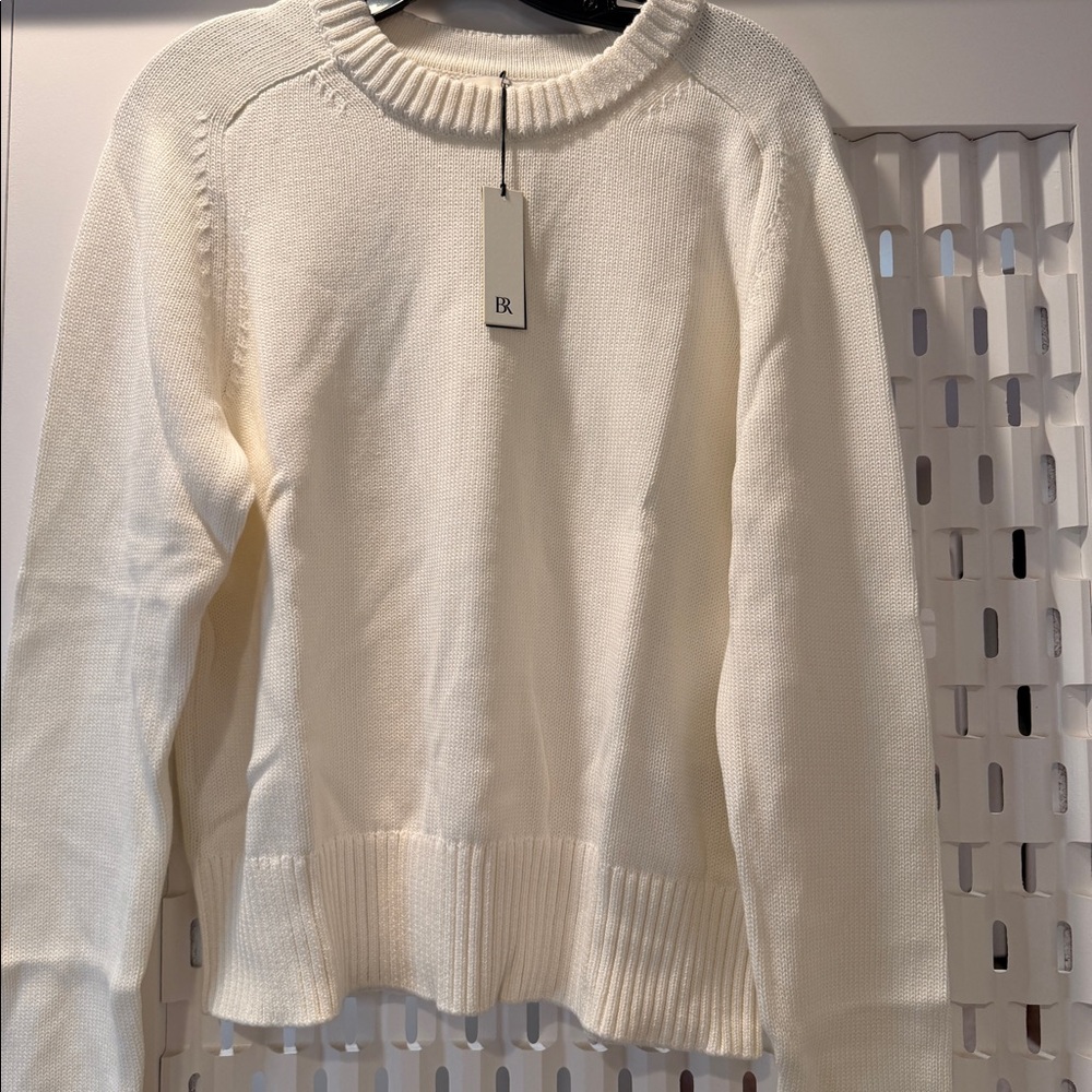 NWT Banana Republic White Crew Neck Sweater Sz M